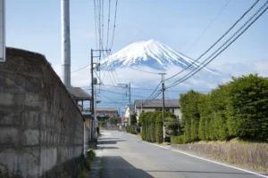 Quiet Suburban Road to Mt. Fuji, Yamanashi Prefecture